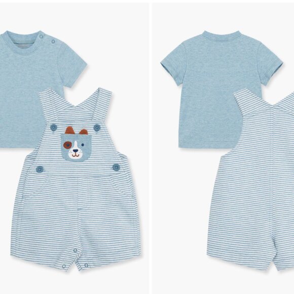 Puppy Appliqué Cotton T-Shirt & Shortalls Set - Picture 2 of 9